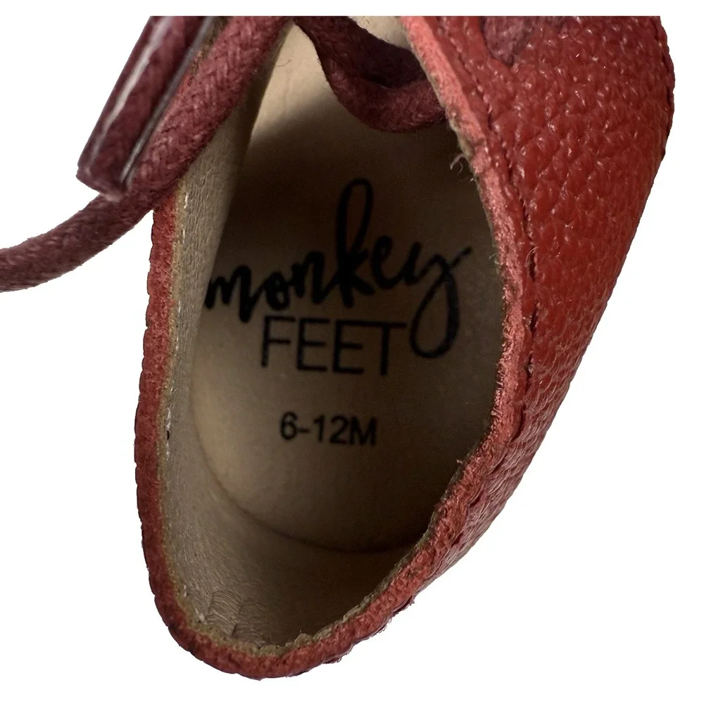 MONKEY‎ FEET Leather Infant Shoes Size 6-12 Months Soft EUC